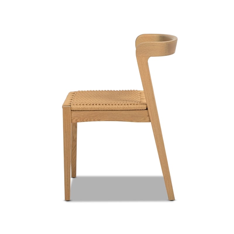 Capri Woven Seat Oak Wood Dining Chair Natural Brown