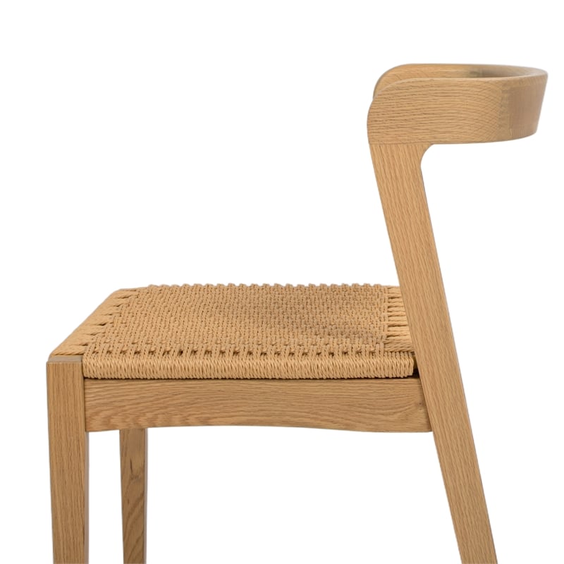 Capri Woven Seat Oak Wood Dining Chair Natural Brown