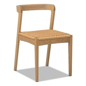 Capri Woven Seat Oak Wood Dining Chair Natural Brown