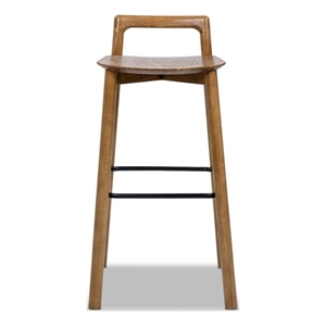 Sven 30&quot Modern Minimalist Low Back Wood Barstool Dark Brown Walnut Ash Wood
