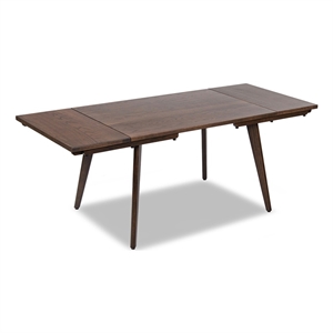 Capri 47-78.5&quot Solid Oak Wood 4-6 Seat Extendable Leaf Dining Table Dark Brown