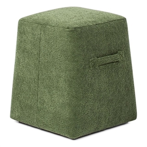 Clyde 14&quot Tapered Square Upholstered Ottoman Moss Green Fleeced Teddy