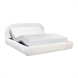 Archie Puffy Grounded Upholstered Platform Bed Almond White Chenille