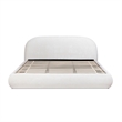 Archie Puffy Grounded Upholstered Platform Bed Almond White Chenille