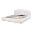 Archie Puffy Grounded Upholstered Platform Bed Almond White Chenille