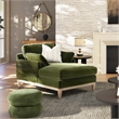 Pasadena Modern Farmhouse Chaise Lounge Chair Olive Green Performance Velvet