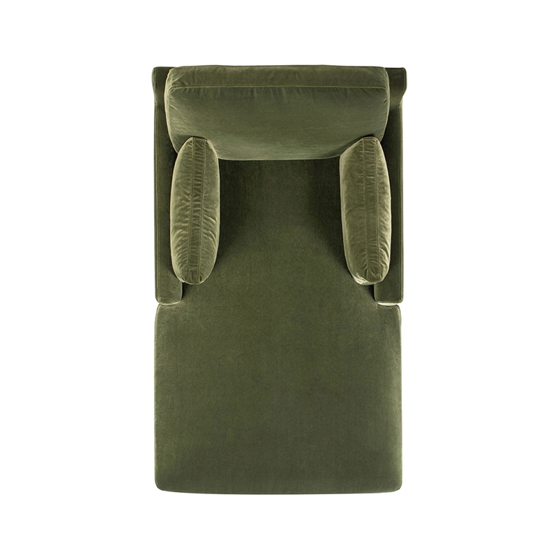 Pasadena Modern Farmhouse Chaise Lounge Chair Olive Green Performance Velvet