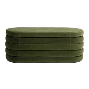 Fuji 49&quot Upholstered Oval Storage Bench Olive Green Performance Velvet
