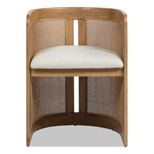 Lilith 20.5&quot Curved Rattan Upholstered Dining Chair White Pepper Stain Polyester