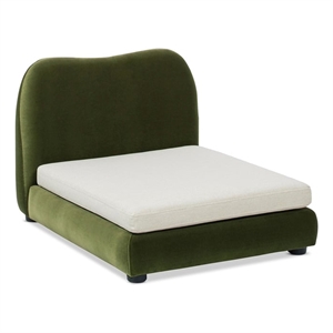 Roman Upholstered Modern Small to Medium Pet Bed Olive Green Performance Velvet