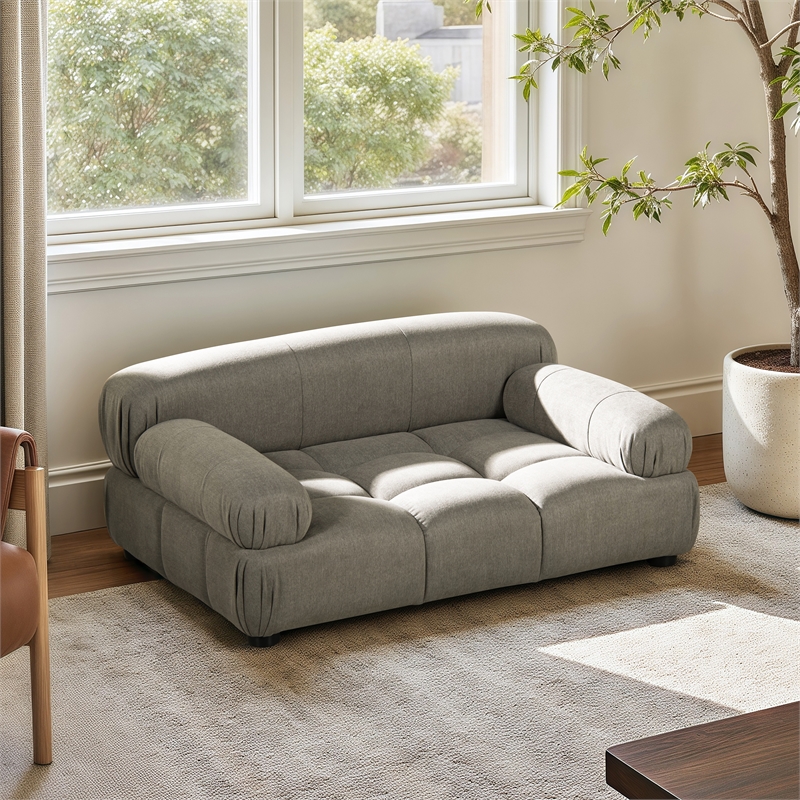 Marcel Upholstered Modern Small to Medium Pet Bed Uptown Uptown Gray Velvet