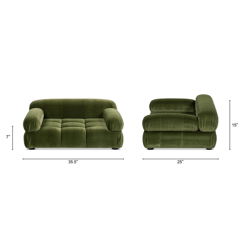 Marcel Upholstered Modern Small to Medium Pet Bed Olive Green Velvet
