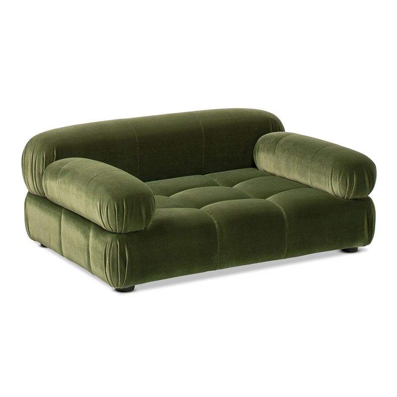 Marcel Upholstered Modern Small to Medium Pet Bed Olive Green Velvet