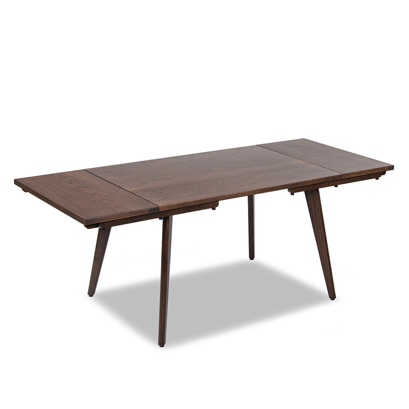 Capri Solid Oak Wood 6-Piece Extendable Leaf Dining Set Dark Brown Red Oak