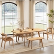 Capri Solid Oak Wood 6-Piece Extendable Leaf Dining Set Natural Brown Red Oak