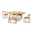 Capri Solid Oak Wood 6-Piece Extendable Leaf Dining Set Natural Brown Red Oak