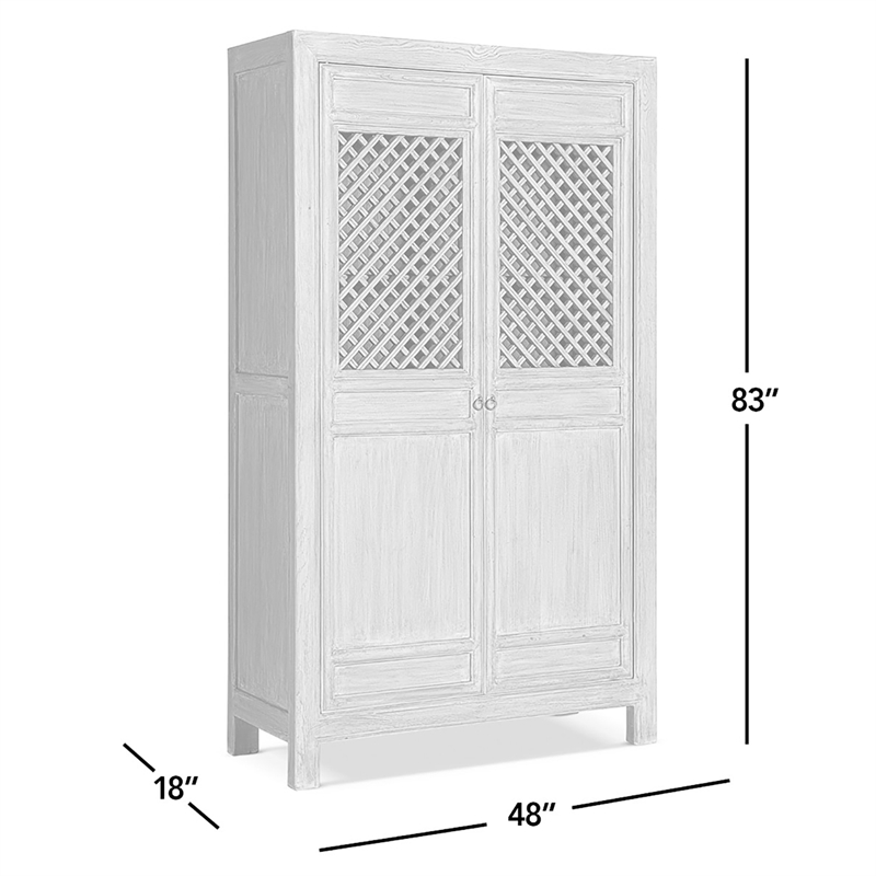 Arden 83 Tall Solid Reclaimed Pine Lattice 2-Door Bookcase Storage Cabinet Brown