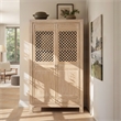 Arden 83 Tall Solid Reclaimed Pine Lattice 2-Door Bookcase Storage Cabinet Brown