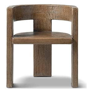Soren Reclaimed Elm Sculptural Accent Curved Dining Chair Medium-Dark Brown