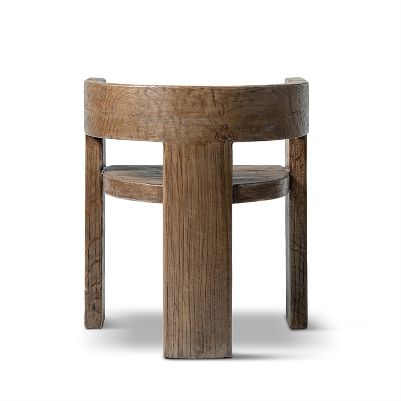 Soren Reclaimed Elm Sculptural Accent Curved Dining Chair Medium-Dark Brown