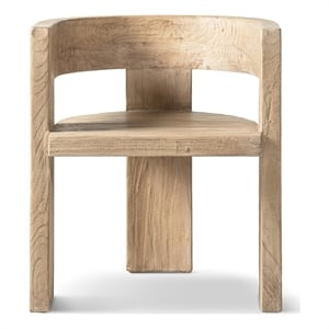 Soren Reclaimed Elm Sculptural Accent Curved Dining Chair Light Natural Brown