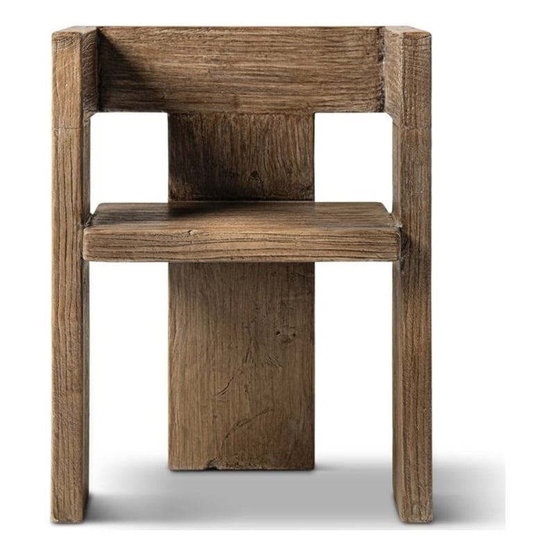 Avenel Reclaimed Elm Sculptural Block Accent Chair Heritage Medium-Dark Brown