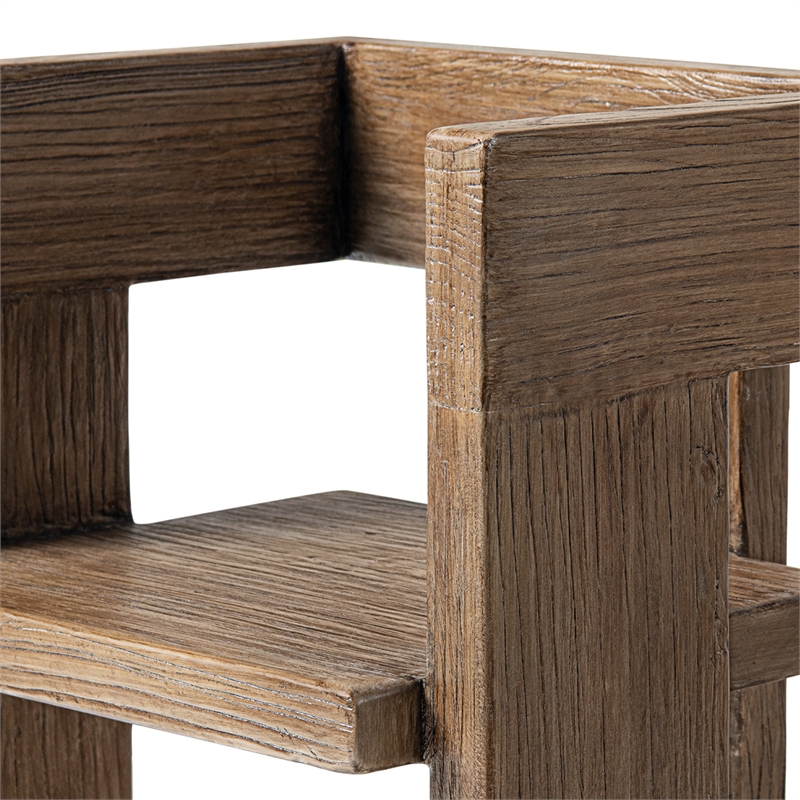 Avenel Reclaimed Elm Sculptural Block Accent Chair Heritage Medium-Dark Brown