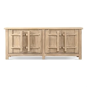 Rowan 91&quot Reclaimed Pine 4-Door Crossbar Sideboard Cabinet Light Natural Brown