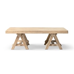 Hawthorne 48&quot Reclaimed Elm Rectangular Trestle Coffee Table Light Natural Brown