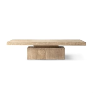 Calder 60&quot Reclaimed Elm Block Plinth Coffee Table Heritage Light Natural Brown