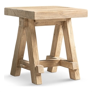 Hawthorne 18&quot Square Reclaimed Elm Trestle Side Table Light Natural Brown