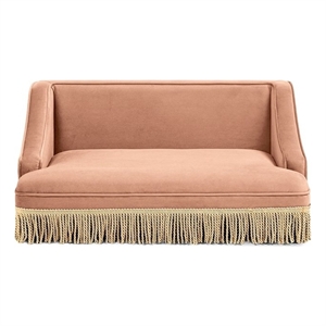 Duchess 33&quot Medium Princess Pet Bed Sofa with Fringe Skirt Peach Orange Velvet