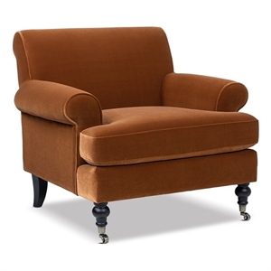 Alana 38&quot  Lawson Accent Arm Chair Metal Casters Burnt Orange Performance Velvet