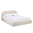 Archie Puffy Grounded Upholstered Platform Bed Oatmeal Light Beige Chenille