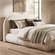 Archie Puffy Grounded Upholstered Platform Bed Oatmeal Light Beige Chenille