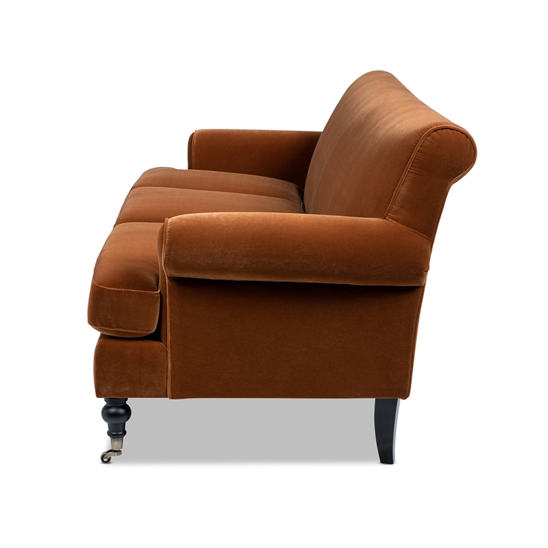 Alana Lawson Three-Cushion Tightback Sofa Burnt Orange Performance Velvet