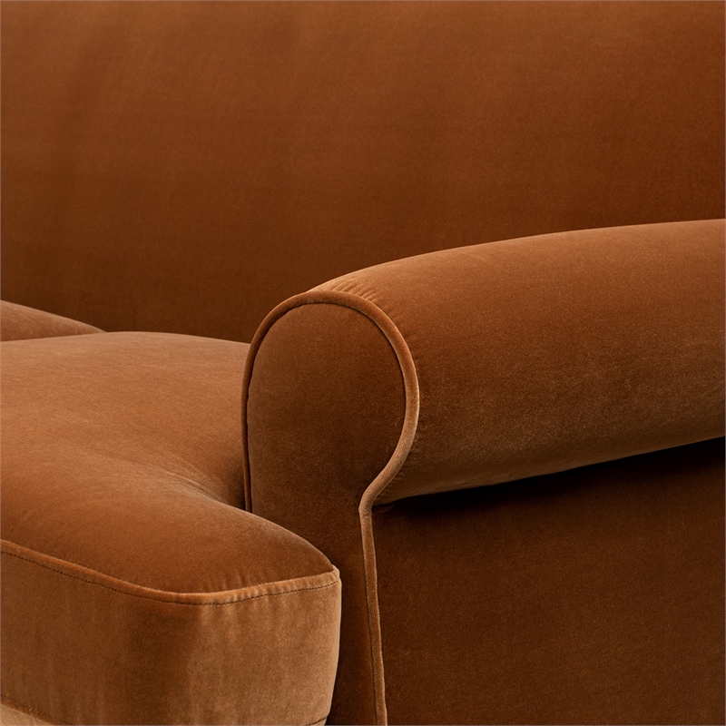 Alana Lawson Three-Cushion Tightback Sofa Burnt Orange Performance Velvet