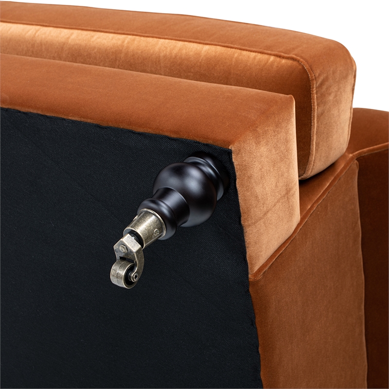 Alana Lawson Three-Cushion Tightback Sofa Burnt Orange Performance Velvet