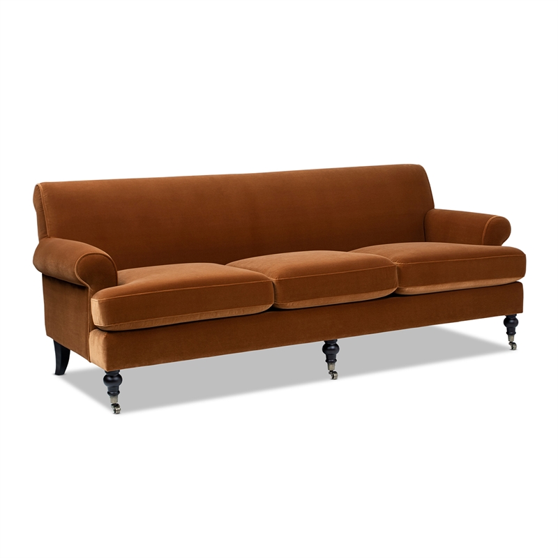 Alana Lawson Three-Cushion Tightback Sofa Burnt Orange Performance Velvet