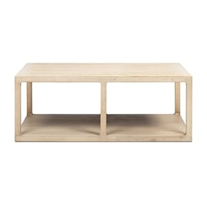 Ellis 48&quot Open Frame Coffee Table with Lower Shelf Natural Reclaimed Pine Wood
