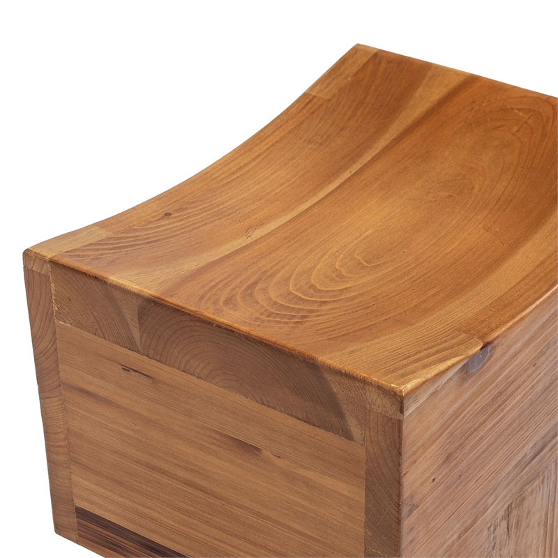 Nico Sculptural Stool Ottoman Honey Aged Brown Reclaimed Pine Wood