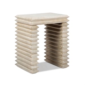 Veda 20&quot Stacked Geometric Waterfall Side Table Whitewashed Reclaimed Pine Wood