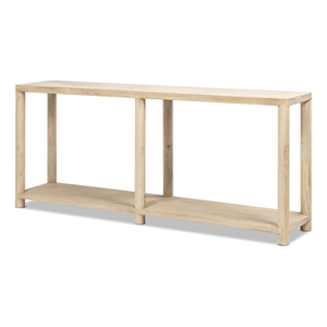 Milo 71&quot Console Table with Lower Shelf Natural Cerused Reclaimed Pine Wood