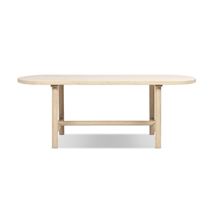 Milo 85&quot 8-Seat Oval Dining Table Light Natural Cerused Reclaimed Pine Wood