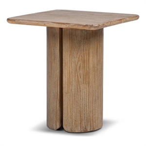 Sonoma 22&quot Square Pedestal Side Table Rustic Greige Brown Reclaimed Pine Wood