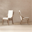Lennox High Back Upholstered Reclaimed Pine Wood Dining Chair Set of 2 Chenille