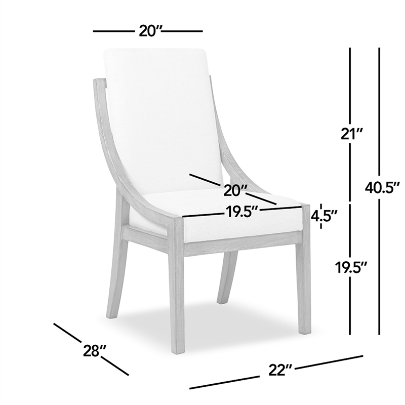 Lennox High Back Upholstered Reclaimed Pine Wood Dining Chair Set of 2 Chenille
