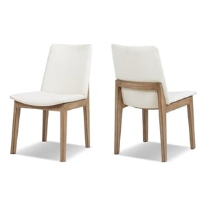 Auden Upholstered Reclaimed Pine Wood Dining Chair Set of 2 Light Beige Chenille