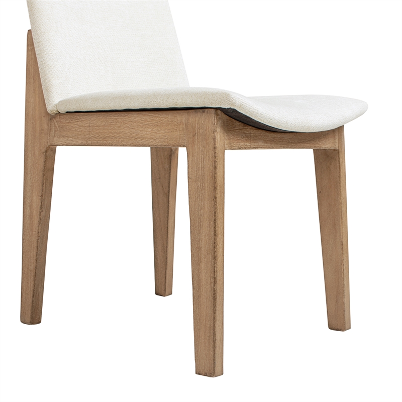 Auden Upholstered Reclaimed Pine Wood Dining Chair Set of 2 Light Beige Chenille