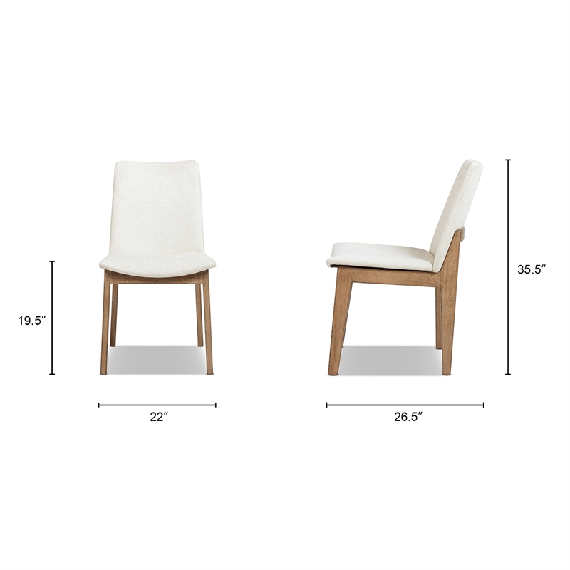 Auden Upholstered Reclaimed Pine Wood Dining Chair Set of 2 Light Beige Chenille